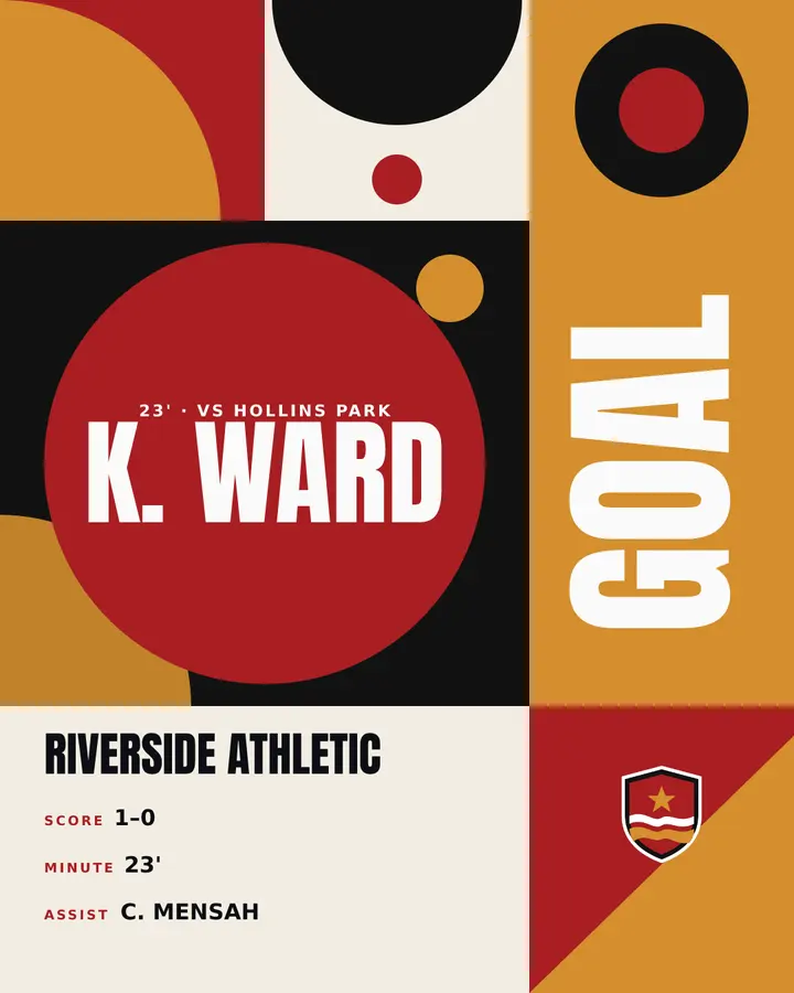 Goal card for Riverside Athletic in the Bauhaus grid look