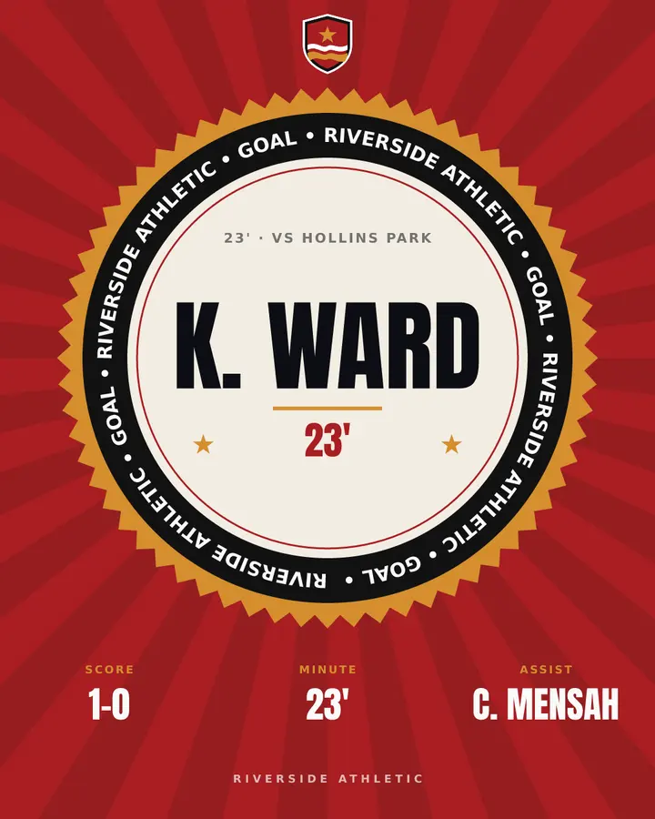 Goal card for Riverside Athletic in the Seal look
